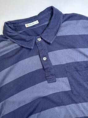 Marine Layer Mens Short Sleeve Polo Shirt Blue Stripe XL